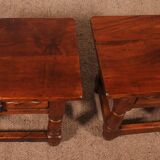 pair of Spanish walnut bedside tables