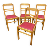 Lot of 4 vintage art deco chairs 1950 mid-century furniture damaged by rené gabriel
