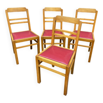 Lot de 4 chaises vintage art déco 1950 mid-century mobilier sinistrés de rené gabriel