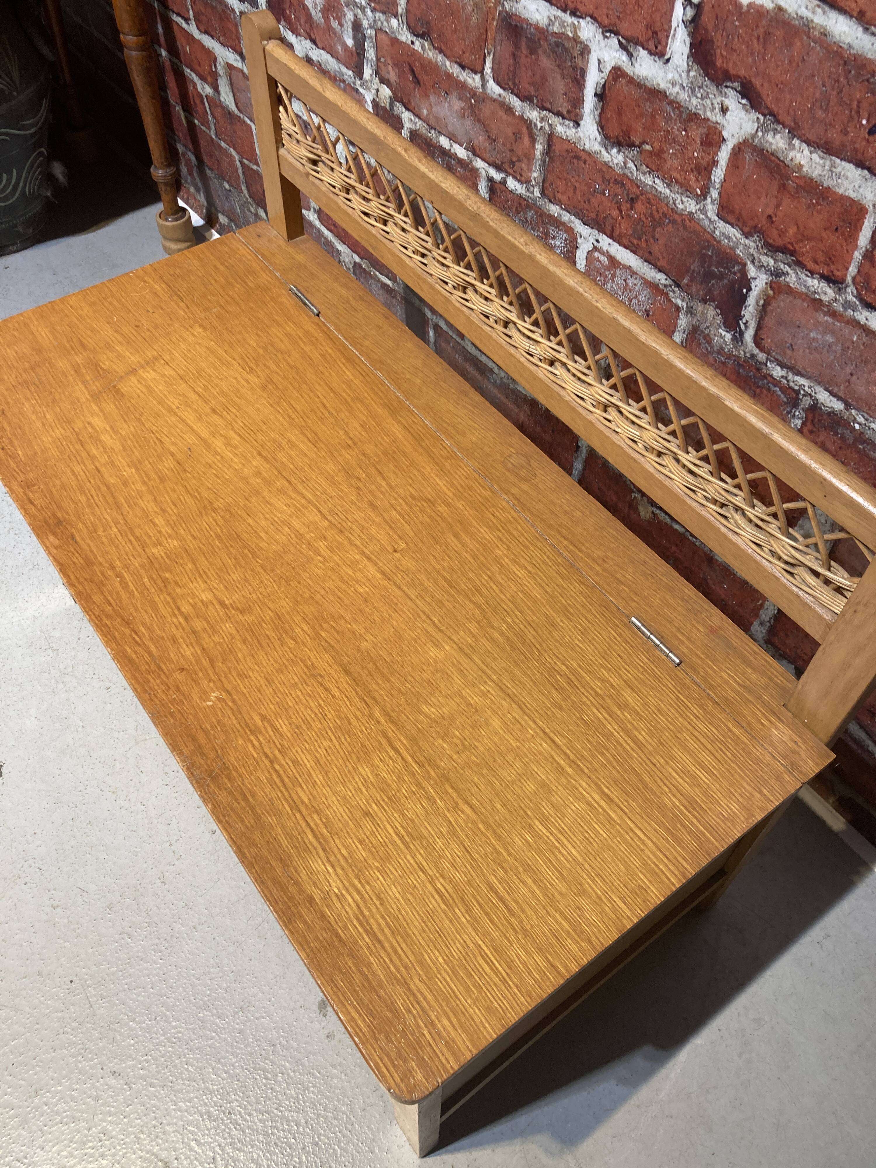 Wood and rattan chest bench
