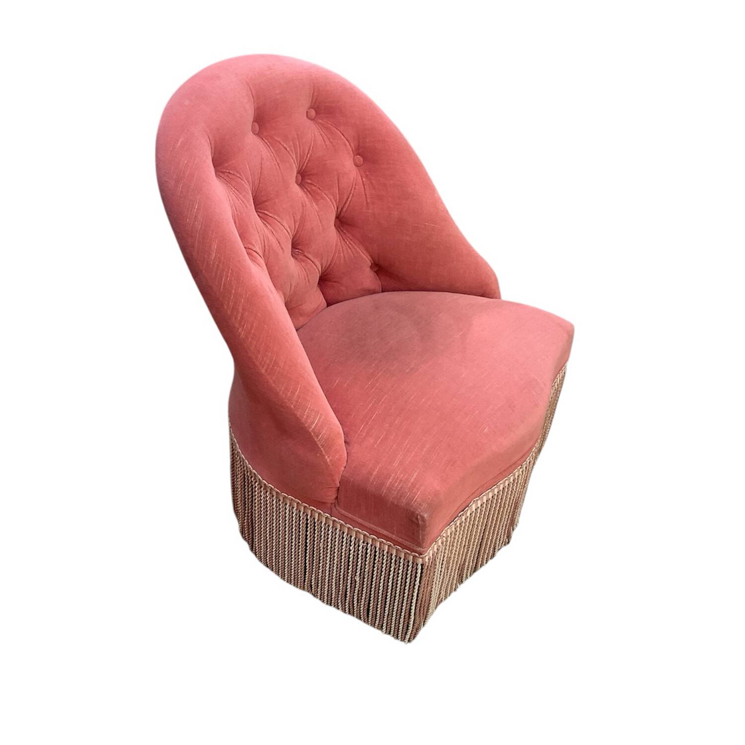 Toad armchair in old pink velvet