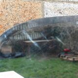 Renovated Art Deco buffet, pink marble and original mirror.