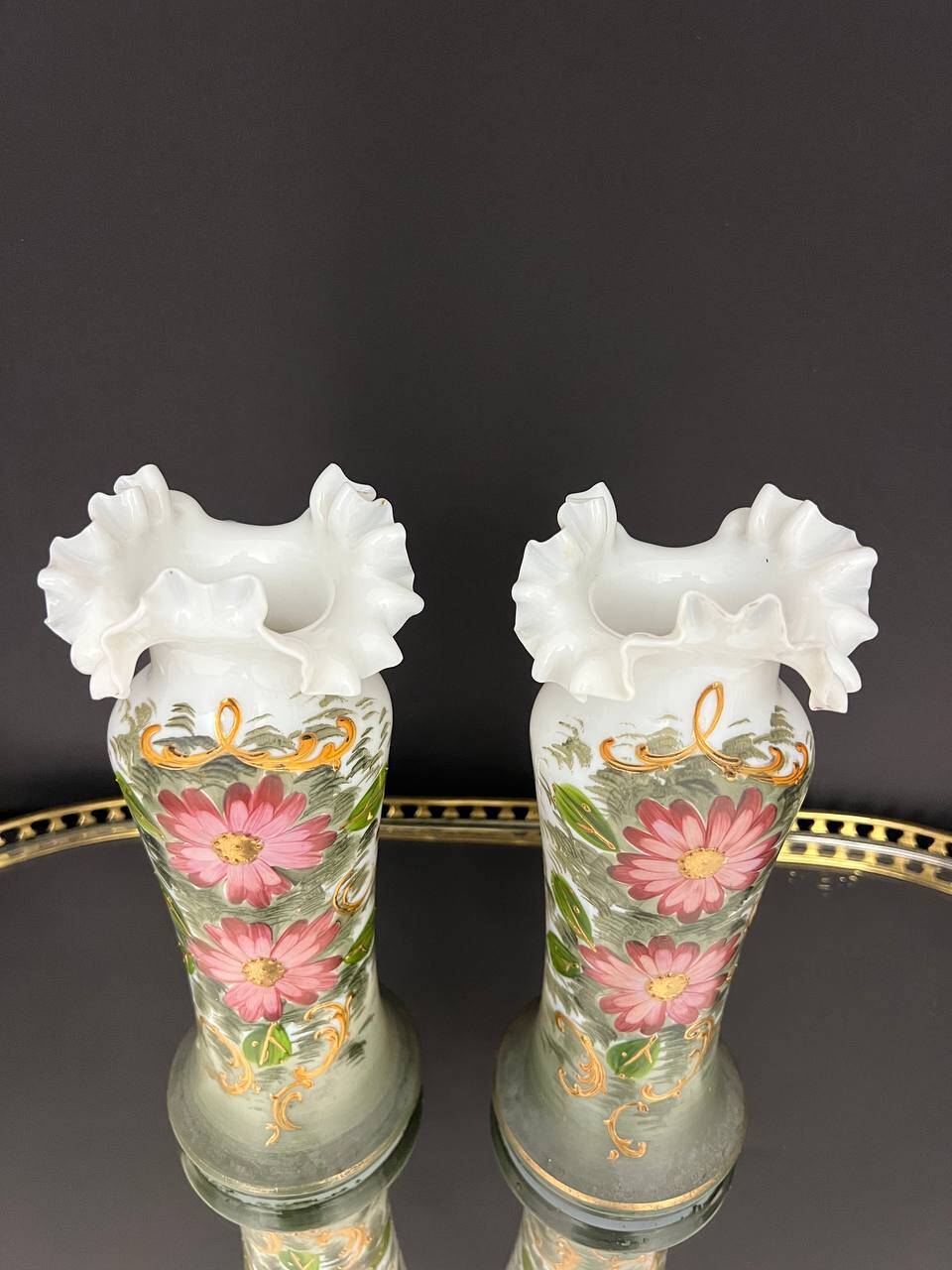 Pair of Bristol vases in painted opaline