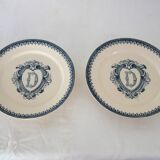 2 plates on foot Terre de fer Vermont & Blanchet circa 1900