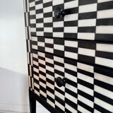 Checkerboard marquetry chest of drawers