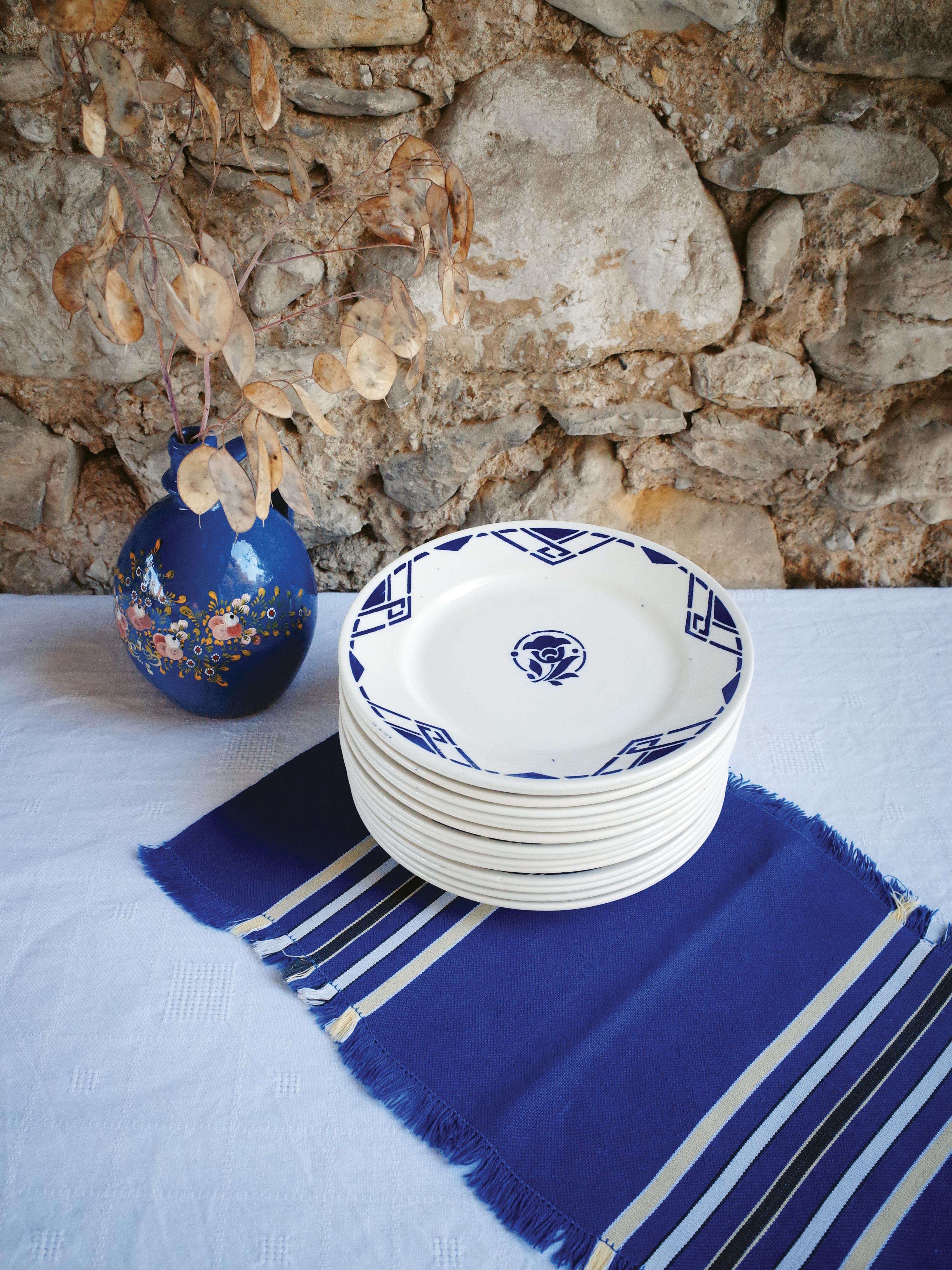 Set of 15 plates 21cm luneville model bastia