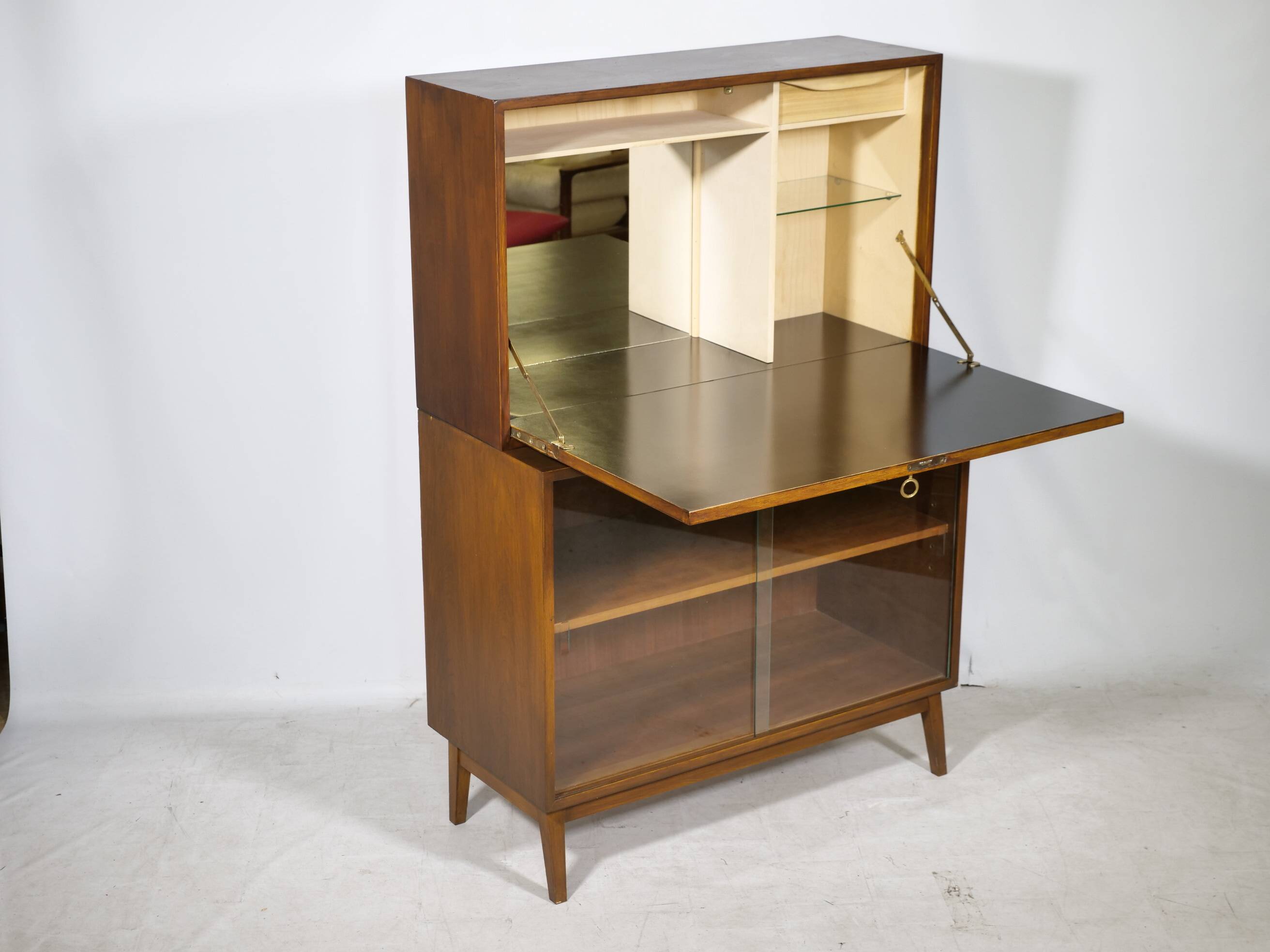 Mid Century Secretary Display Cabinet Highboard in Teak, 1960s