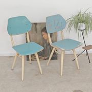 Set of 2 Czechoslovak chairs TON Bystrice Thonet White and Blue