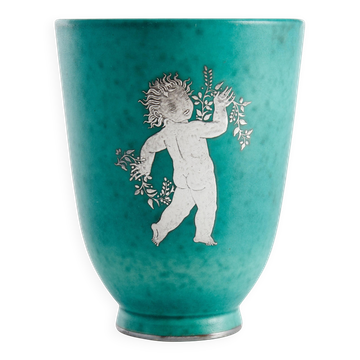 Vase Wilhelm Kage "argenta" pour Gustavsberg Suède 1945