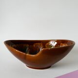 Large brown and colored ceramic bowl, design, 1970