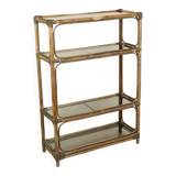 Vintage Boho Shelf Bookcase Bamboo and Smoked Glass 140cm