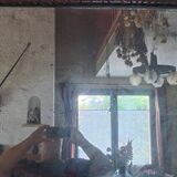 Rectangular Bisaut mirror with carved wooden frame, HENRI II style