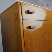 1960s František Mezulaník Mid-Century Maple Nightstands with Black and White Glass