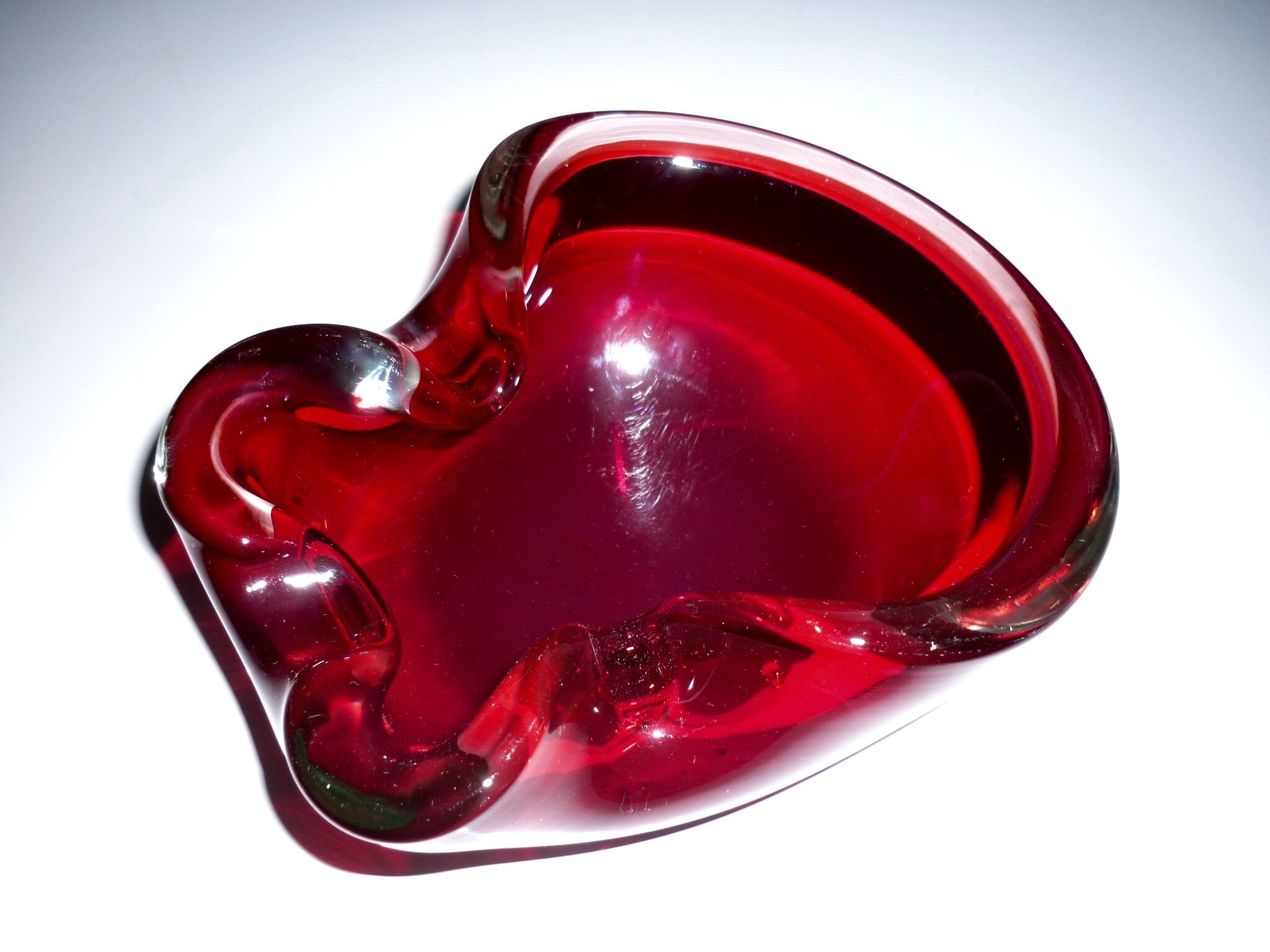 Ruby and transparent red Murano ashtray