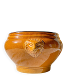 Vintage ceramic lion head soup tureen - honey and black, made in France