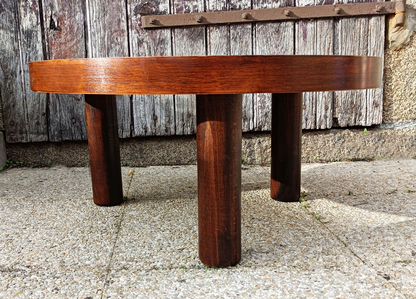 Round herbarium coffee table, vintage 60s