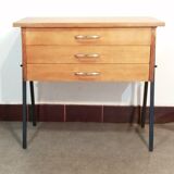 Scandinavian worker / bedside table in wood and metal from the 50s-60s