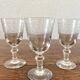 3 stemmed white wine glasses in engraved glass from the 19th century
