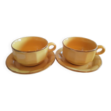 Duo de tasses à chocolat, petit-déjeuner, Style bistrot, en porcelaine, jaune et or