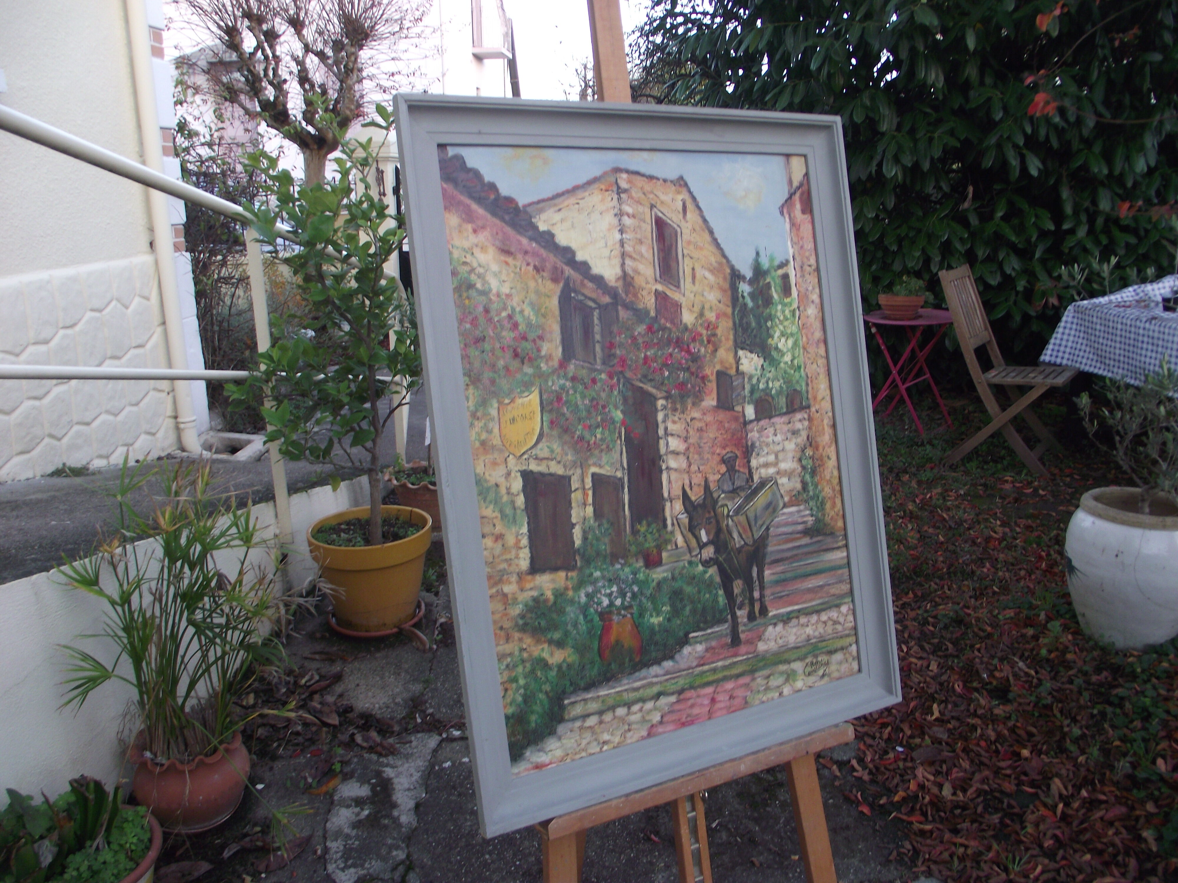 Oil on isorel village Corsica