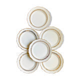 Lot of 6 white and golden vintage plates Poreylor l'Amandinoise France