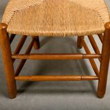 Spanish brutalist rustic Dining Chairs in Oak and Rush