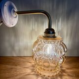 Vintage globe angled wall light in bubbled glass