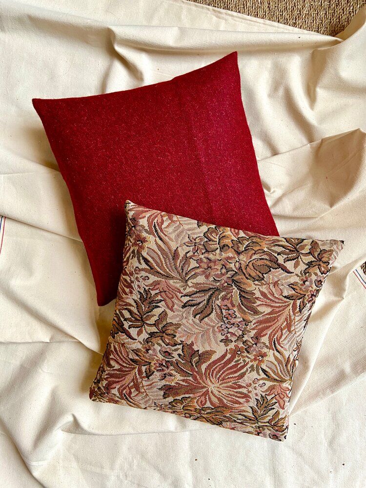 Coussin en jacquard à fleurs 40 cm