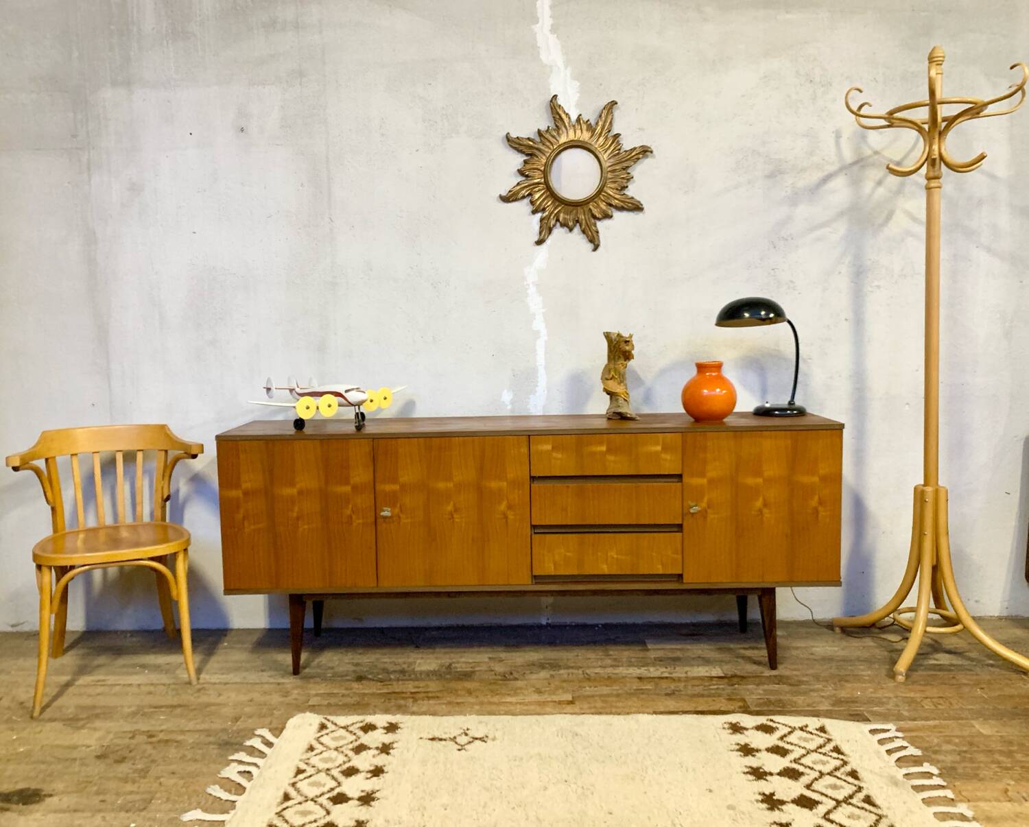 Vintage sideboard with metal legs