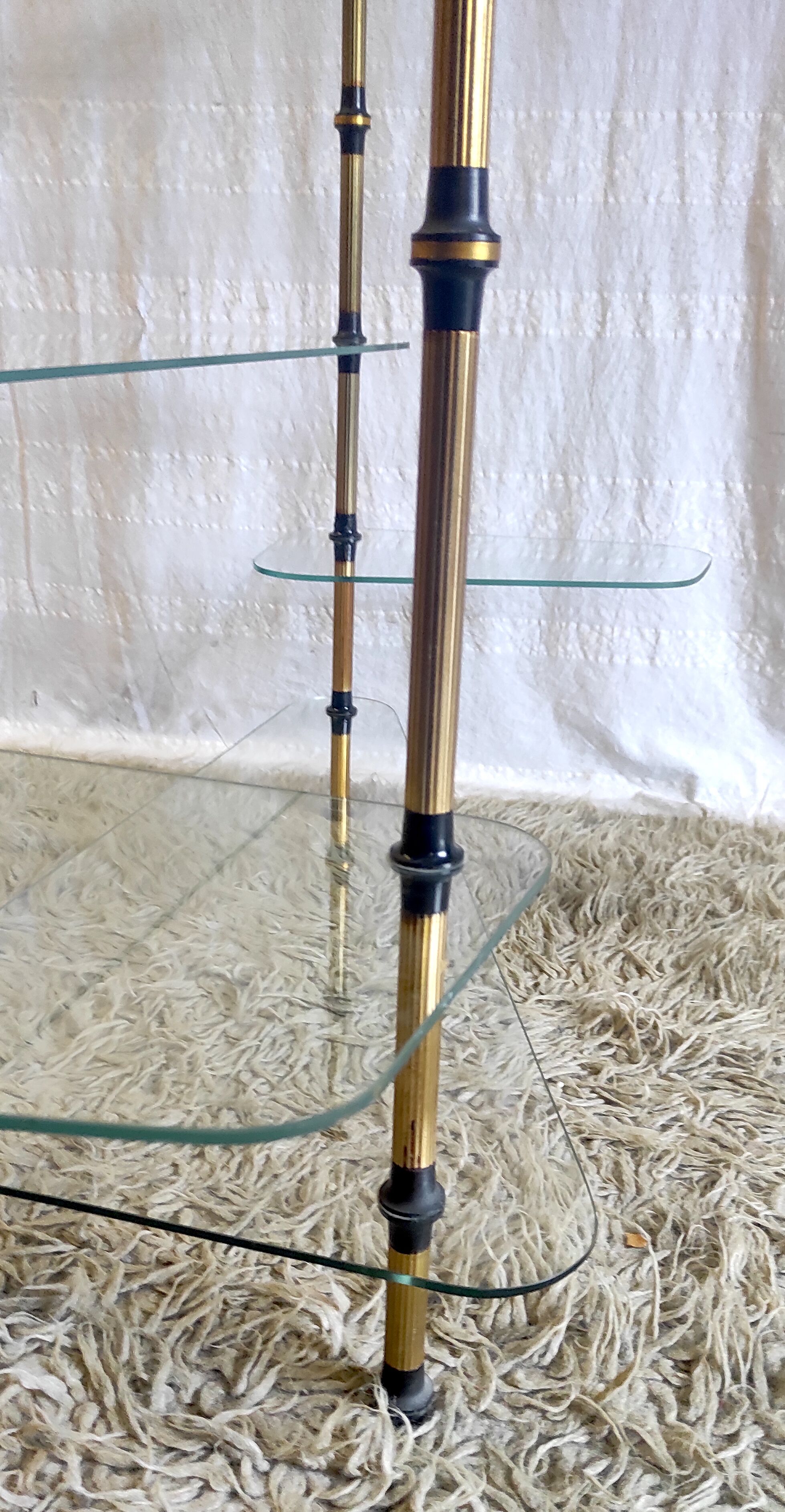 Tripod shelf in glass and gilded metal – mid. XXth