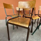 10 mismatched school chairs, restaurant, 1960s