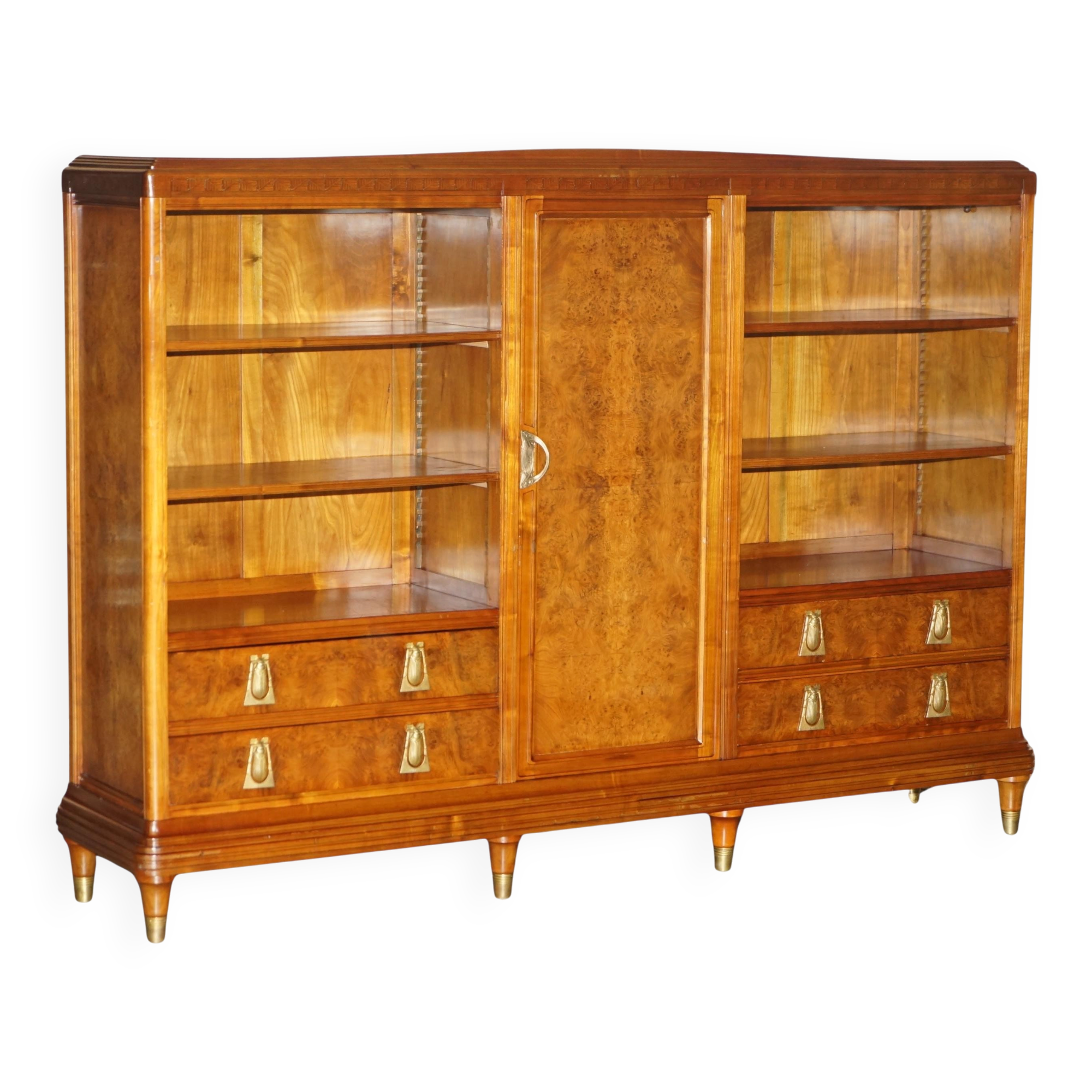 Art Nouveau library in burr walnut by Léon Jallot