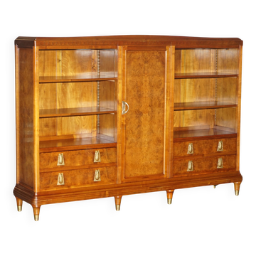 Bibliothèque Art Nouveau en noyer burr par Léon Jallot