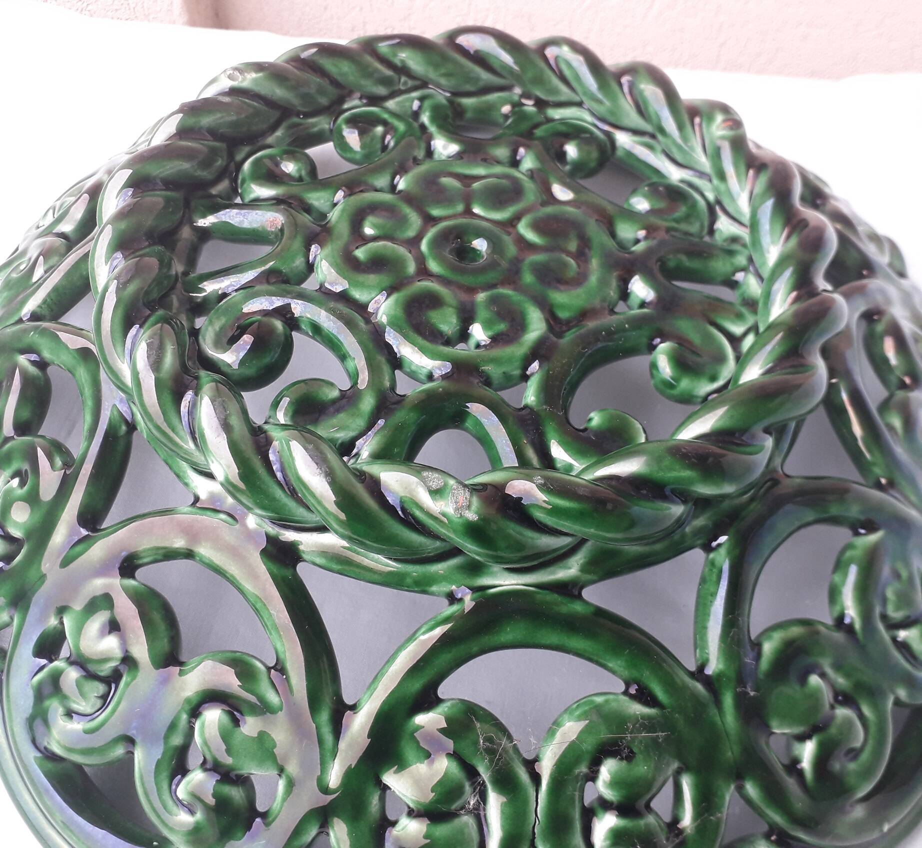 Green ceramic bowl