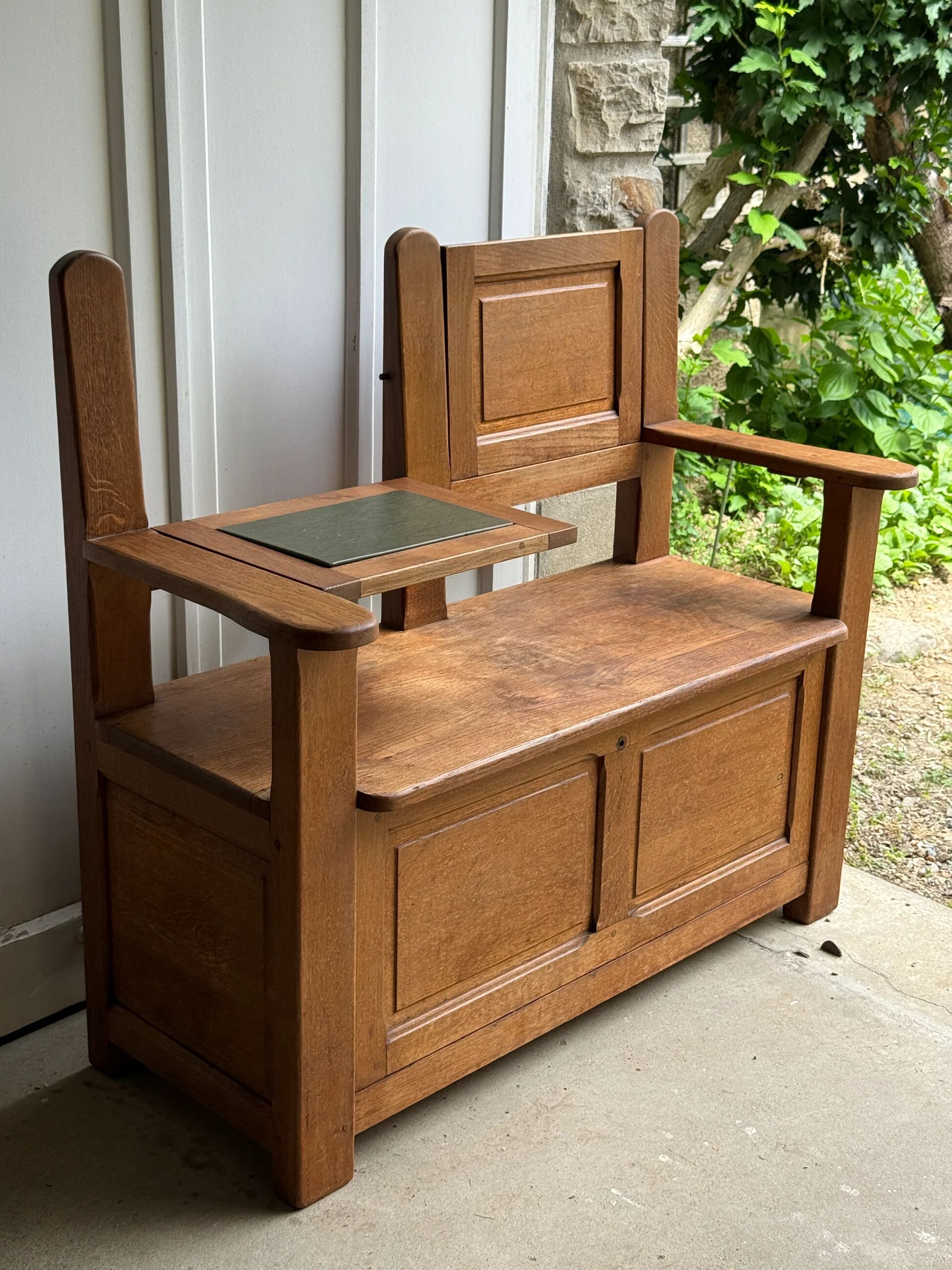 Singing bench / bench with storage chest in solid oak