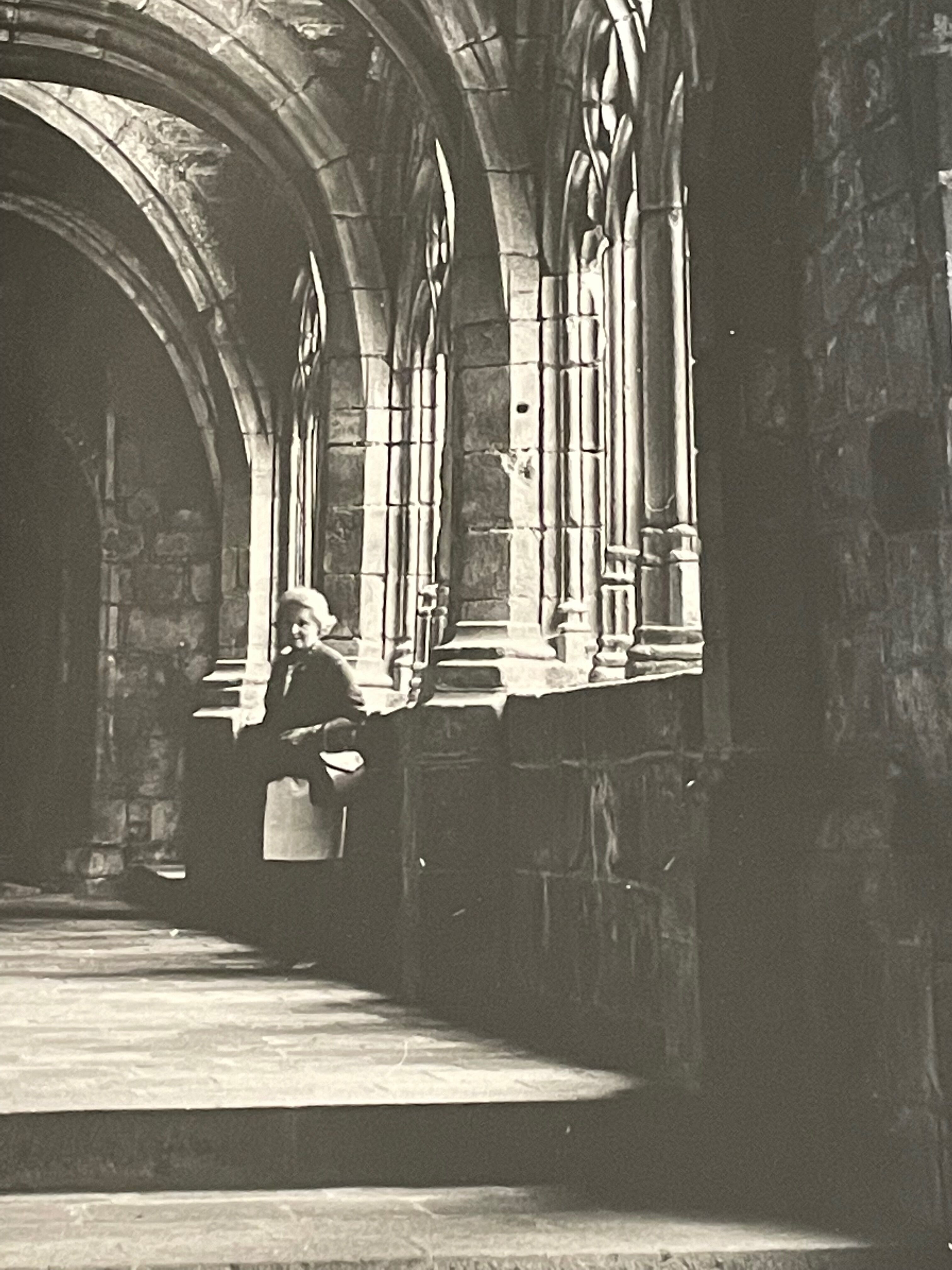 Photograph black and white silver print circa 1970 vaulted church