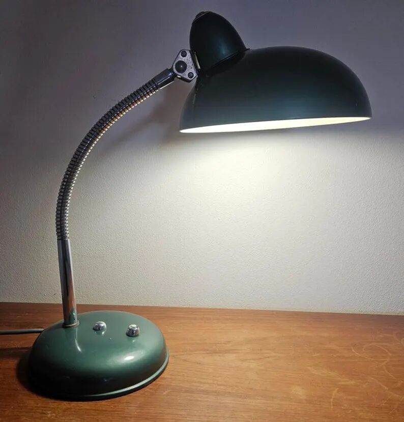 Very Rare Midcentury Industrial Table or Desk Lamp Helo Leuchten, Germany, 1950s