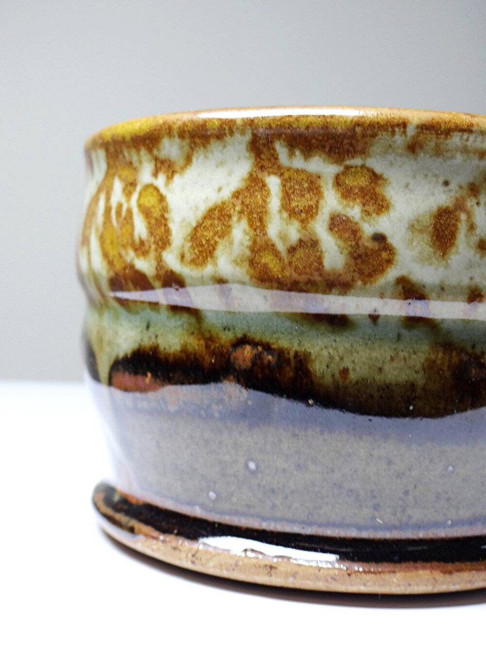 Large glazed stoneware vintage Japanese-style mug signed from the 90s-2000s.