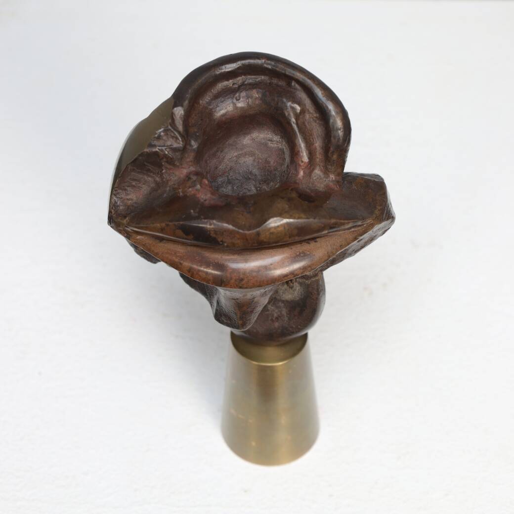 Mia Moreaux. “Lips” bronze sculpture with brass base, Belgium, 1990s