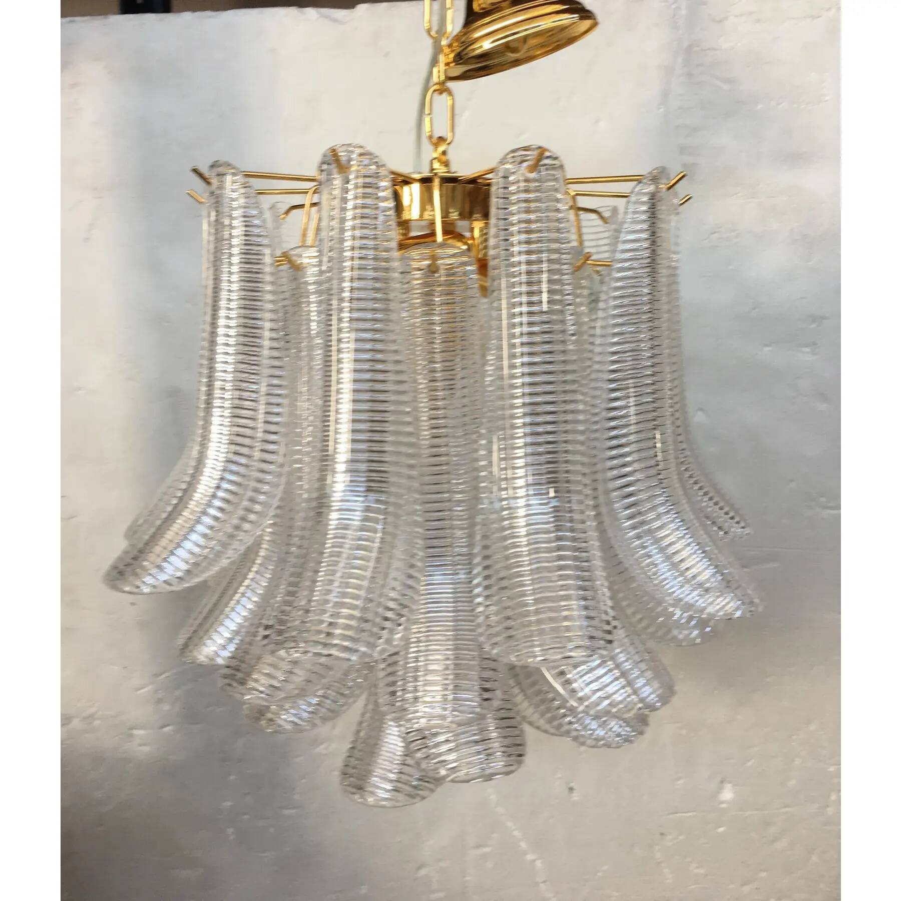 Sculptural Pair of Mazzega Style Murano Glass Selle Chandeliers