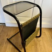 Piece of sofa smoked glass and fabric 70s