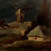 Mill landscape by the water, 20th century, signed