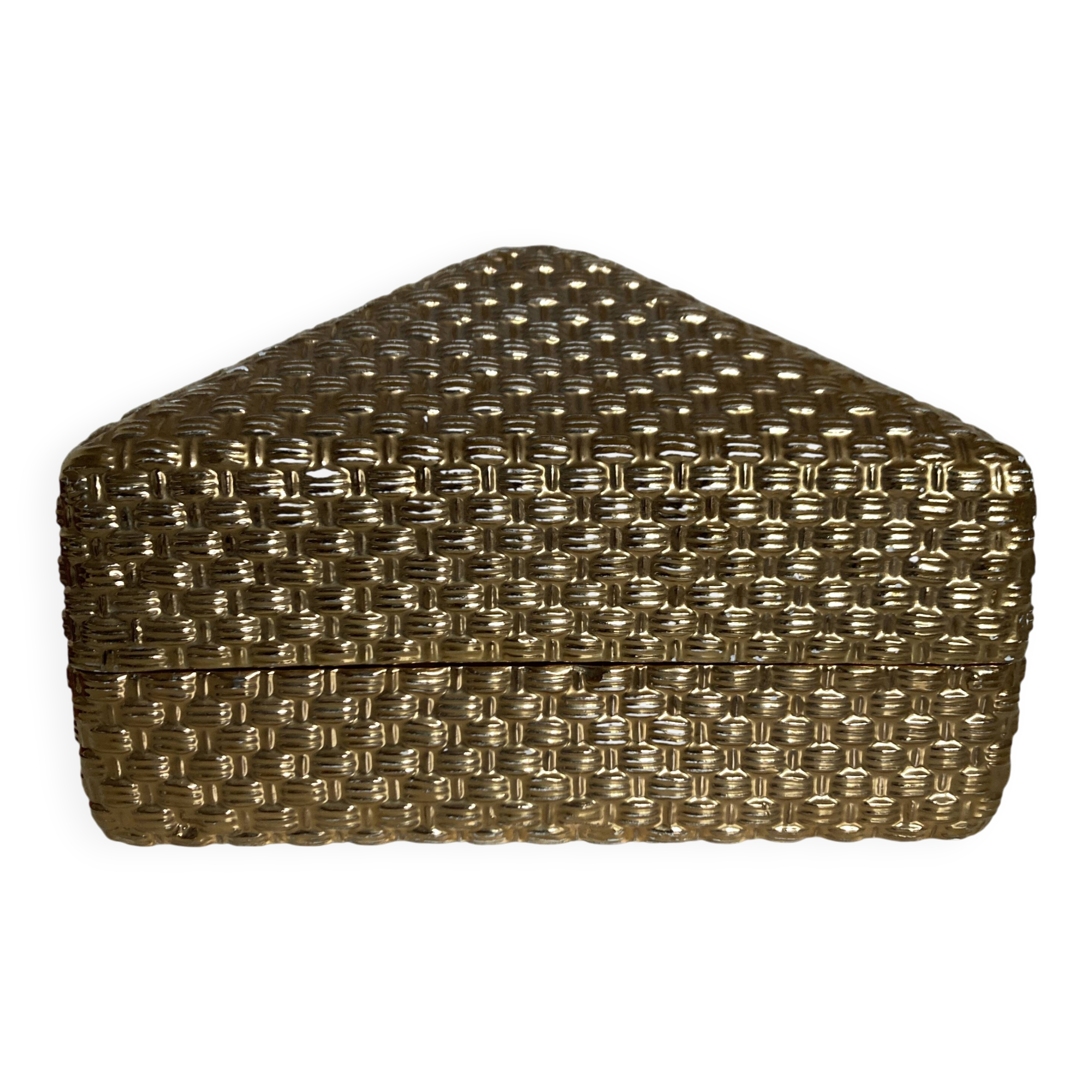 Boite pyramide céramique dorée 1960 travail italien dlg Fornasetti Ponti