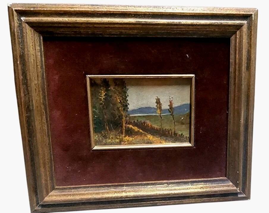 Oil painting on cardboard, Tuscan landscape, early 1900s