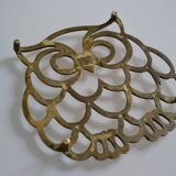 Vintage openwork brass trivet in the shape of an owl or owl