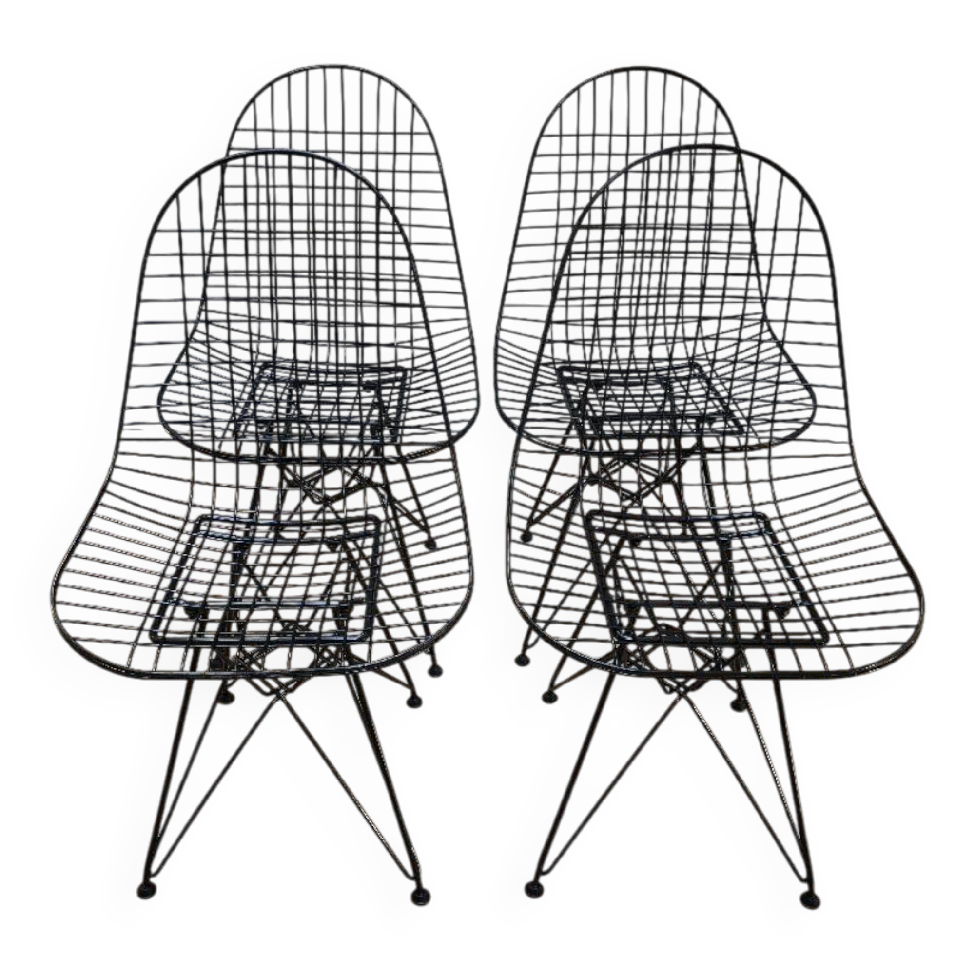 Set of 4 vintage black Eames chairs