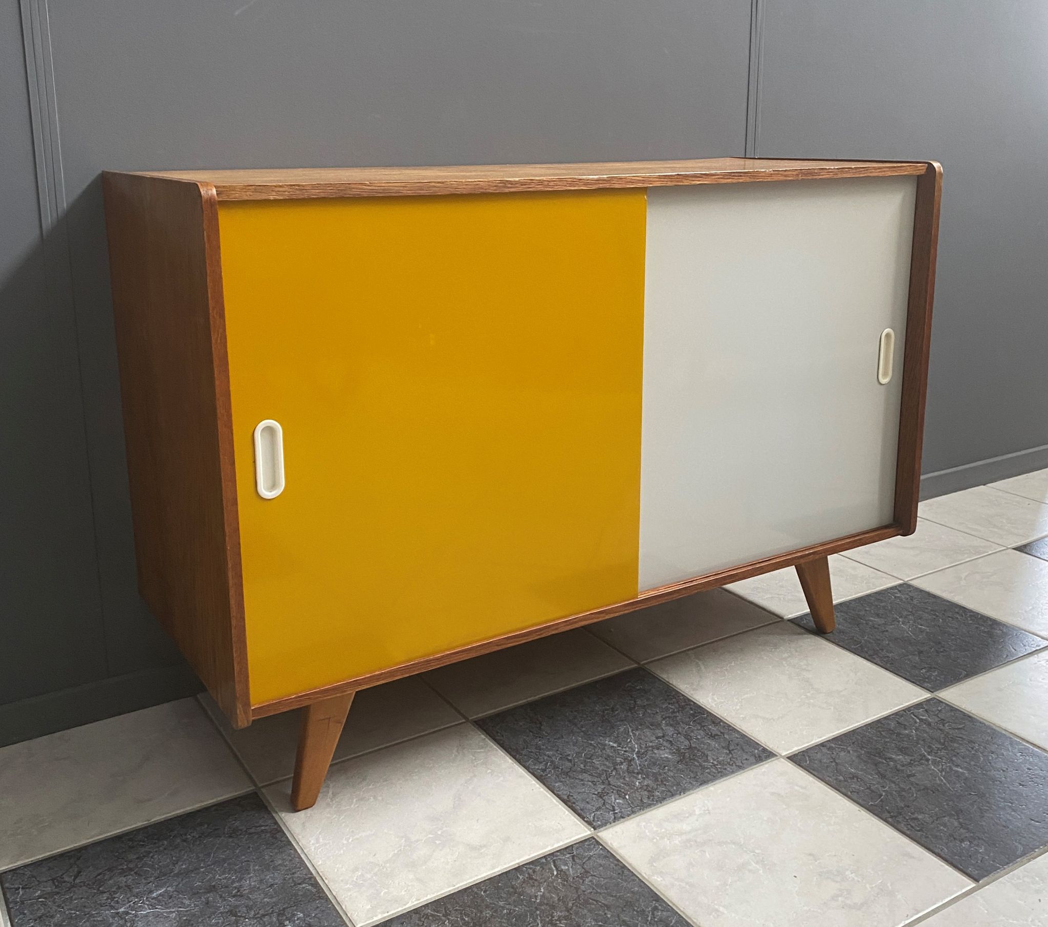 Jiri Jiroutek Yellow and White sideboard 1960s for Interier Praha
