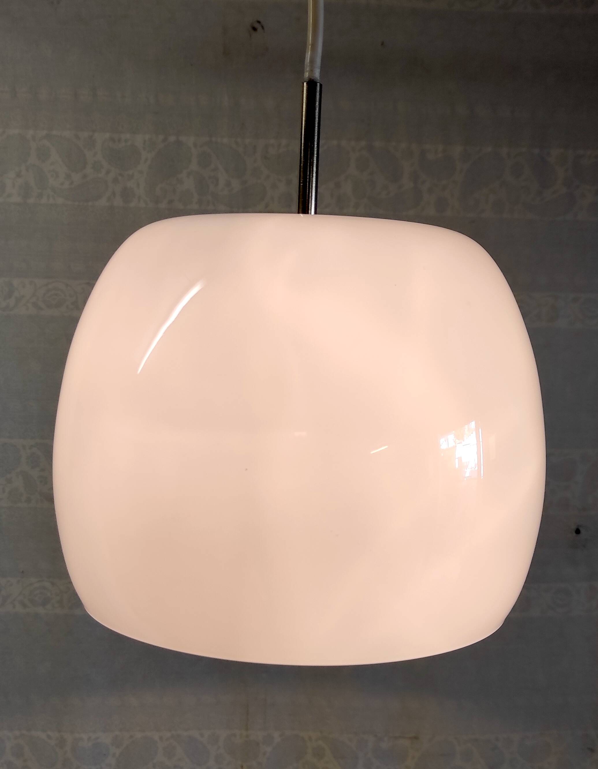 Opaline globe pendant light - mid-20th century