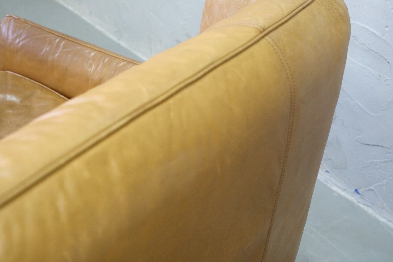 Brutalistic italian leather living room set, 1970, set of 2