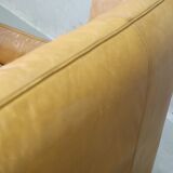 Brutalistic italian leather living room set, 1970, set of 2